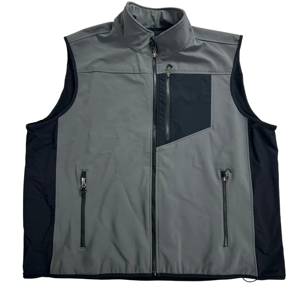 Duluth Trading Windfront Vest Softshell Full Zip Pockets Gray Black Outdoors 3XL